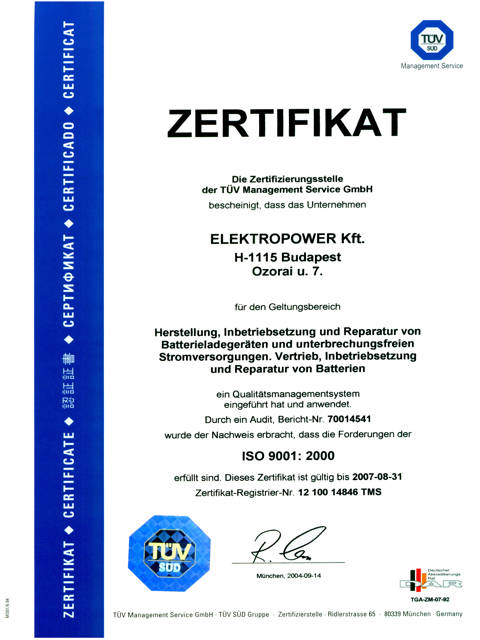 Elektropower GmBH. Zert